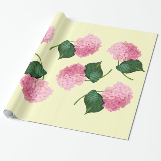Redoute Pink Hydrangea Wrapping Paper Geschenkpapier (Ungerollt)