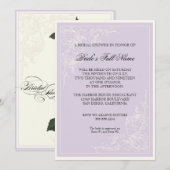 Redoute Pink Rose, Lavendel Brautparty Einladung (Vorne/Hinten)