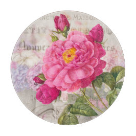 Redoute Pink Rose Round Cutting Board Schneidebrett