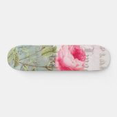 Redoute Pink Rose Skateboard (Horizontal)