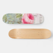 Redoute Pink Rose Skateboard (Horizontal)