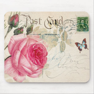 Redoute Pink Rose Vintage Shabby Postkarten-Mauspa Mousepad