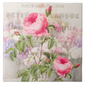 Redoute Pink Roses Keramik Tile Fliese (Vorderseite)