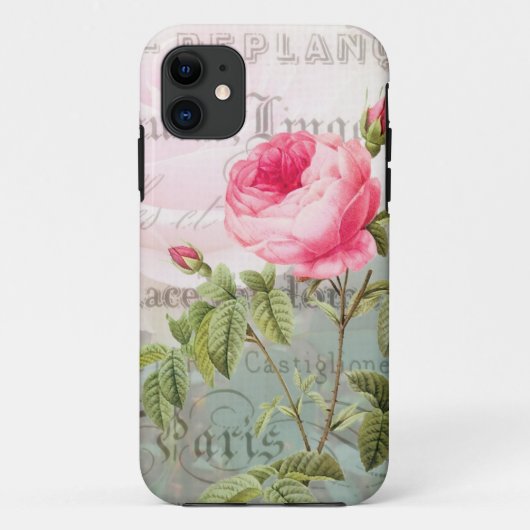 Redoute Pink Vintage Rose iPhone Case (Rückseite)