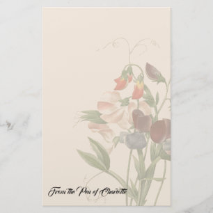 Redoute Platterbsen-Blumen-personalisiertes Briefpapier