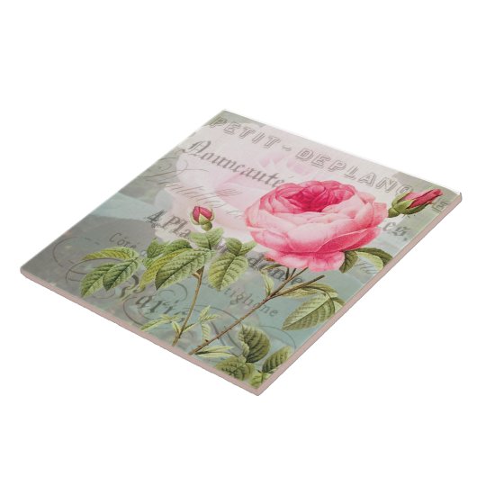 Redoute Rose Französische Keramik Tile Fliese (Seite)