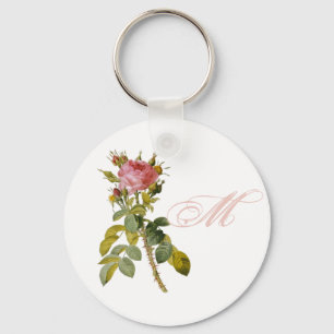 Redoute Rosen-kundenspezifische Monogramm-Initiale Schlüsselanhänger