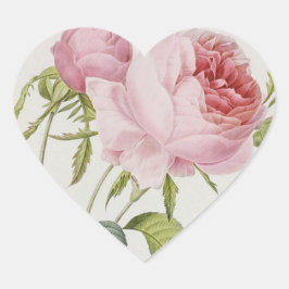 Redoute Vintage Rose Herz Form Sticker
