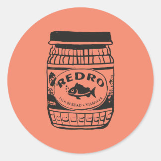 Redro Fish Paste Illustration Classic Round Sticke Runder Aufkleber