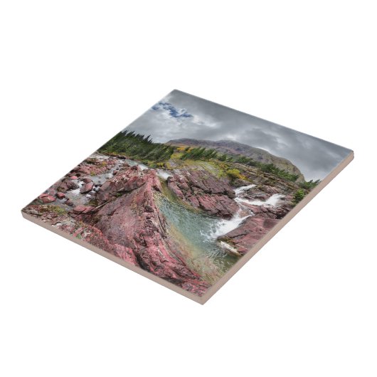 Redrock Falls - Glacier National Park Fliese (Seite)