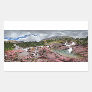 Redrock Falls - Glacier National Park Rechteckiger Aufkleber