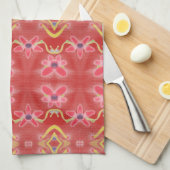 Reds Blumenflorküche Handtuch mit Lila (Viertel Falte)