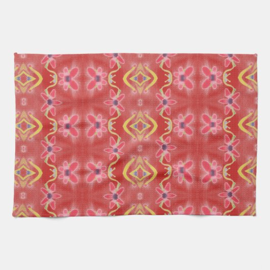 Reds Blumenflorküche Handtuch mit Lila (Horizontal)