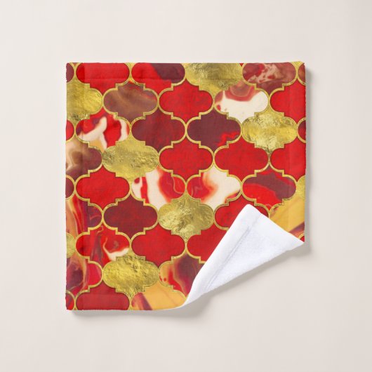 Reds und Gold Badhandtuch Set (Waschlappen)