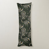 Redstarts in den Chrysanthemen in grün und weiß Seitenschläferkissen (Rückseite (Vertikal))