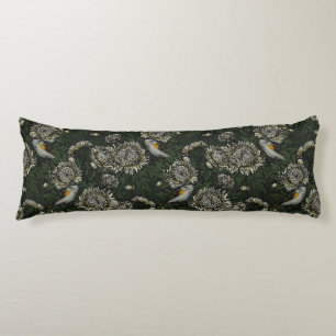 Redstarts in den Chrysanthemen in grün und weiß Seitenschläferkissen