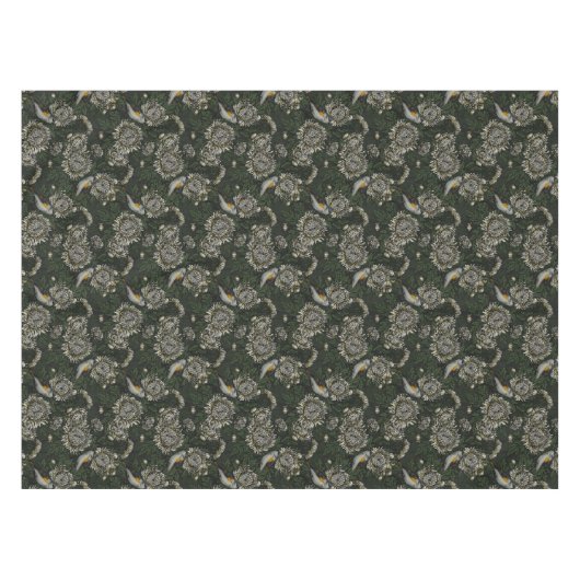 Redstarts in den Chrysanthemen in grün und weiß Tischdecke (Vorderseite (Horizontal))