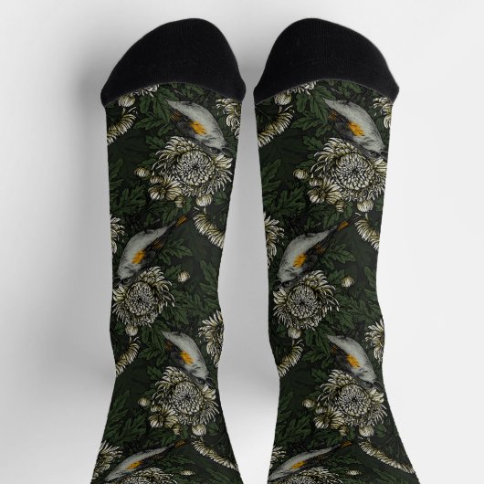 Redstarts in the chrysanthemums in green and white socken (Oben)