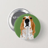 Redtick Coonhound-Kopfknopf Button (Vorne & Hinten)