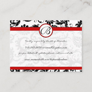 RedTrim Black Damask Response-Website-Karten Begleitkarte