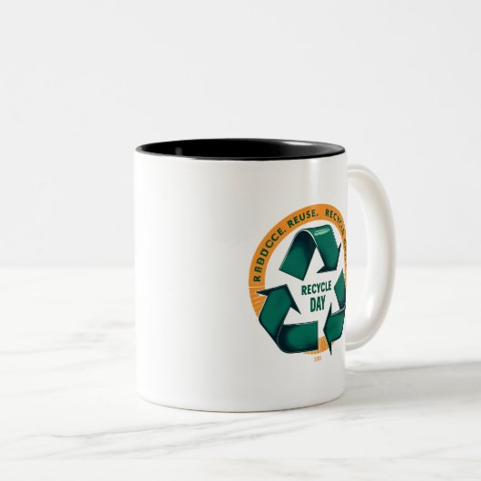 Reduce Reuse Recycle Eco Tee Zweifarbige Tasse (VorderseiteRechts)