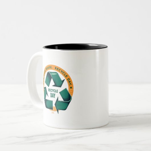 Reduce Reuse Recycle Eco Tee Zweifarbige Tasse (Vorderseite Links)
