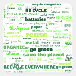 Reduzieren, wiederverwenden, Word-Cloud Gerecycelt Quadratischer Aufkleber
