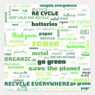 Reduzieren, wiederverwenden, Word-Cloud Gerecycelt Quadratischer Aufkleber