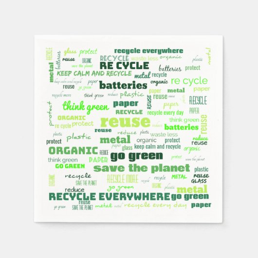 Reduzieren, wiederverwenden, Word-Cloud Gerecycelt Serviette (Vorderseite)