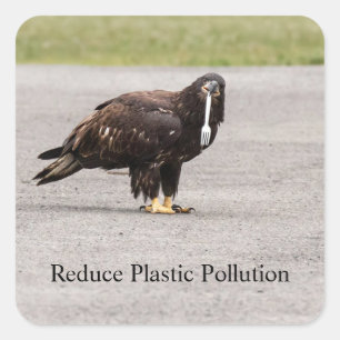 Reduzierung der Plastikverschmutzung Quadratischer Aufkleber