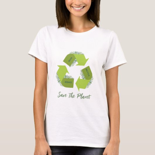 Reduzierung, Wiederverwendung und Recycle T-Shirt (Vorderseite)
