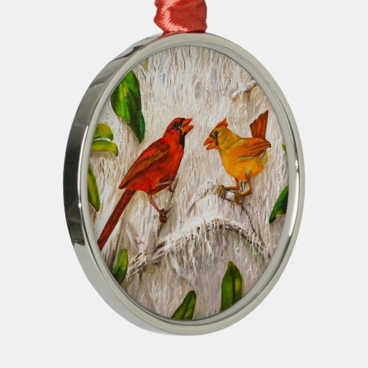 Redvögel zu Weihnachten. Gesang der Liebe Silbernes Ornament (Rechts)