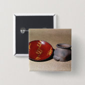 Redware Schale und Teller, c.1780 Button (Vorne & Hinten)