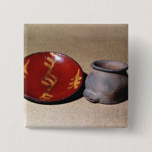 Redware Schale und Teller, c.1780 Button (Vorderseite)