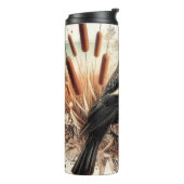 Redwing Blackbird Marsh Cattails Thermal Tumbler Thermosbecher (Nach links gedreht)