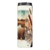 Redwing Blackbird Marsh Cattails Thermal Tumbler Thermosbecher (Rückseite)