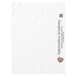 Redwolf-Logo und Lehranstalt mit QRC Tischdecke