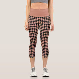 Redwood Antique Brass Hahnentrittmuster Gemustert Capri Leggings