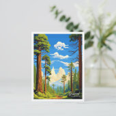 Redwood California Art Travel Vintage Illustration Postkarte (Stehend Vorderseite)