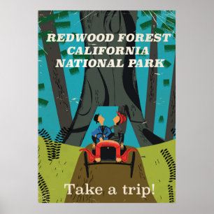 Redwood California Vintage Reiseposter Poster