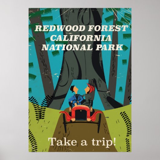 Redwood California Vintage Reiseposter Poster (Vorne)