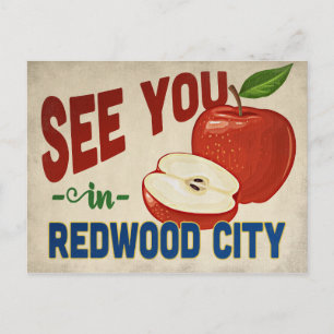 Redwood City Kalifornien Apfel - Vintage Reise Postkarte