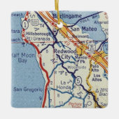 Redwood City Vintage Karte Keramikornament (Vorderseite)