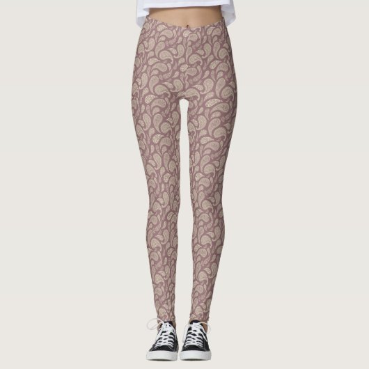 Redwood-Cream Paisley Pattern Leggings (Vorderseite)