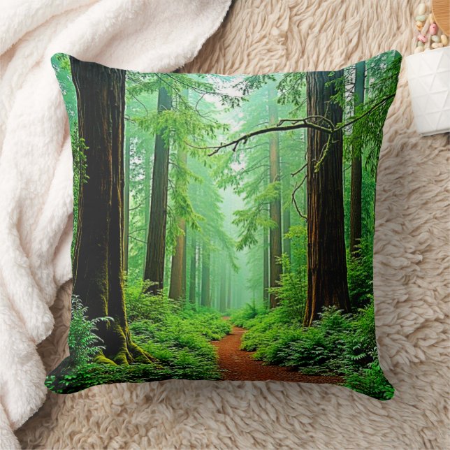 Redwood Forest Mistle Tranquility Design Kissen (Decke)