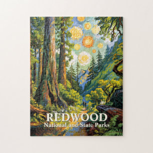 Redwood Mountain Wald Farbige Wanderung Malerei Puzzle