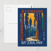 Redwood National Park California Retro Not leidend Postkarte (Vorne/Hinten)