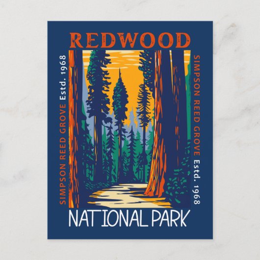 Redwood National Park California Retro Not leidend Postkarte (Vorderseite)