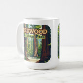 Redwood National Park California Tree Retro Kaffeetasse (Vorderseite Links)