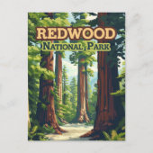 Redwood National Park California Tree Retro Postkarte (Vorderseite)